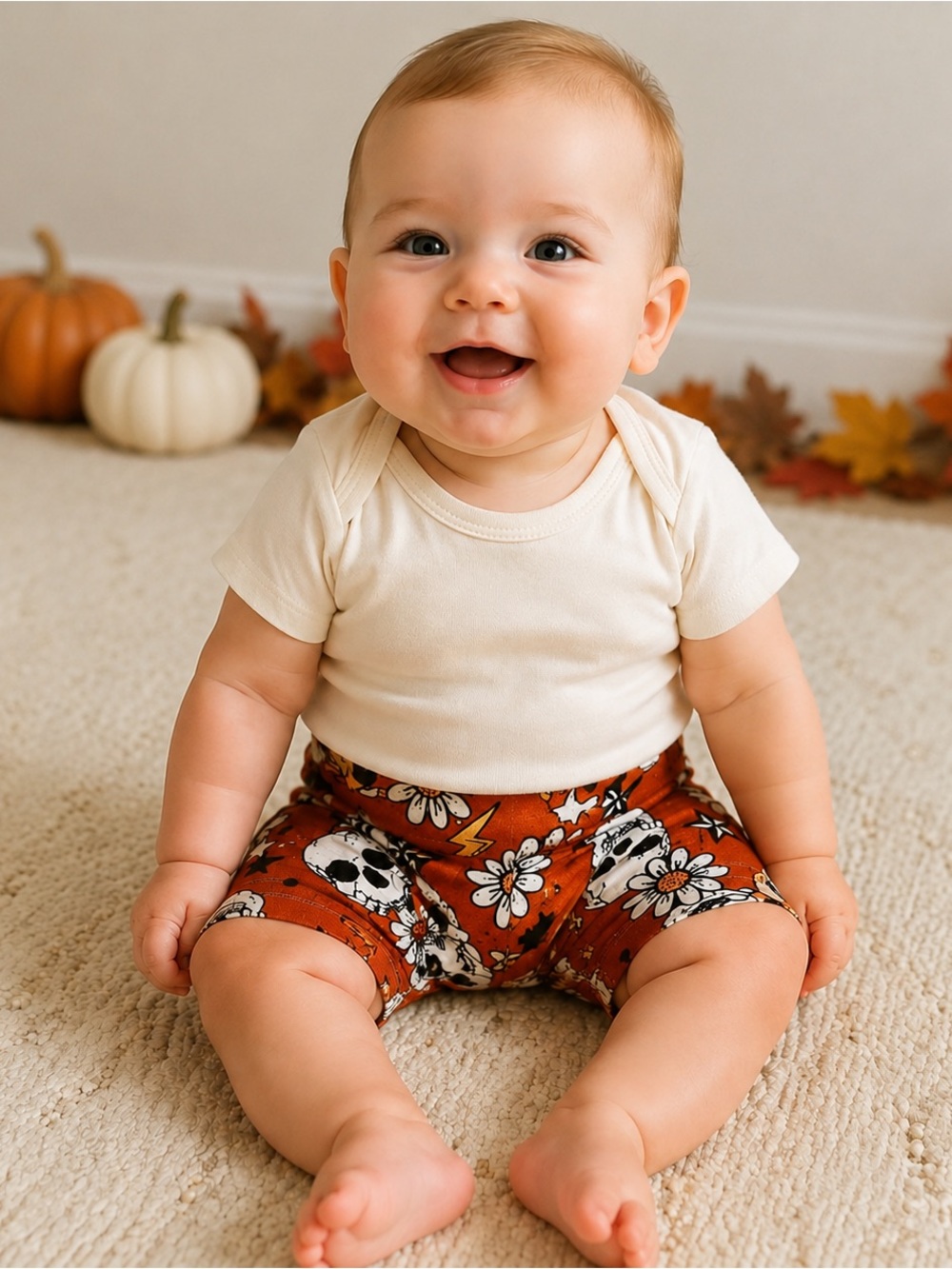 Bad Baby Bows Skull Daisy Biker Shorts Baby Size 6–9 Months